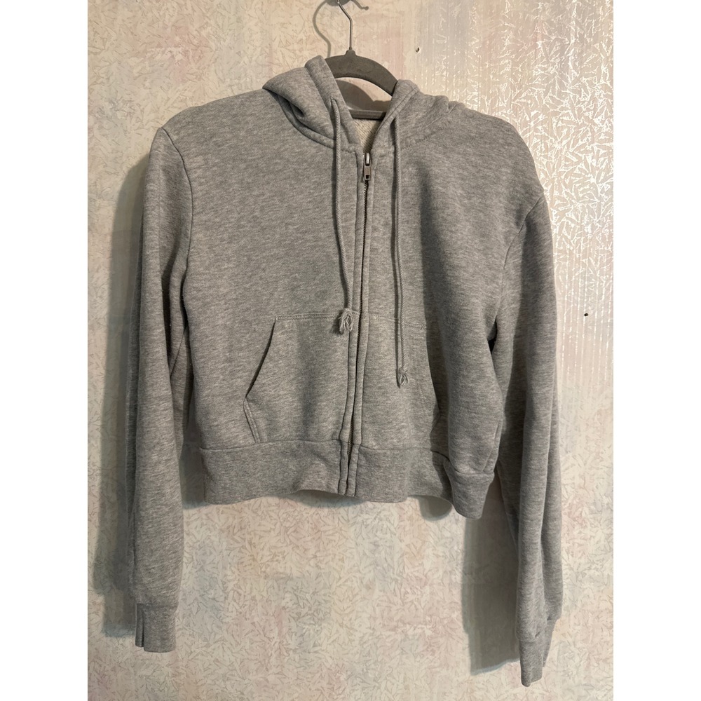 John Galt Brandy Melville Gray Cropped Zip Up Hoodie MH123-Z094 One Size